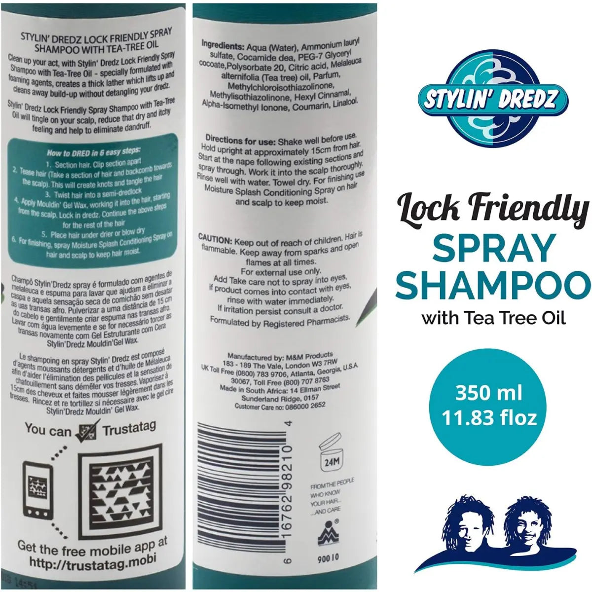 Stylin Dredz - Spray Shampoo - Dreadlock - Residue Free With Tea Tree Oil