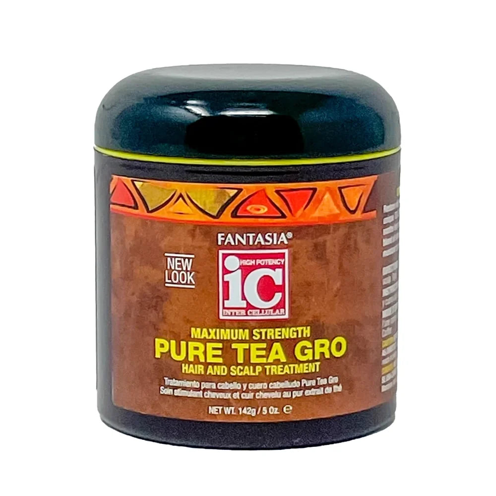 Jar of Fantasia IC Pure Tea Gro hair and scalp treatment on a white background