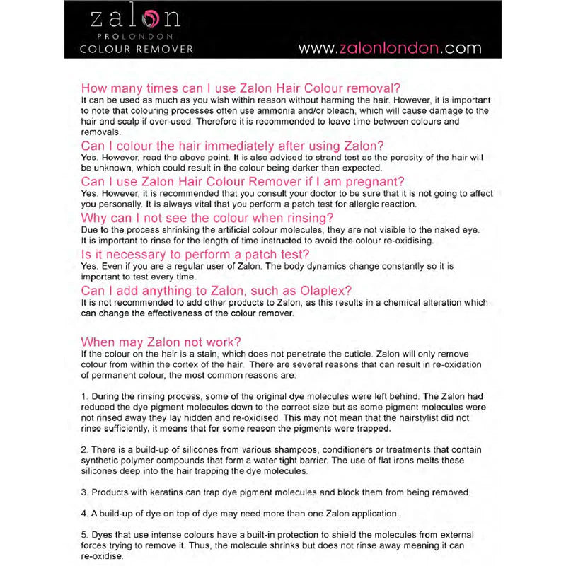Zalon pro frequently asked questions continued